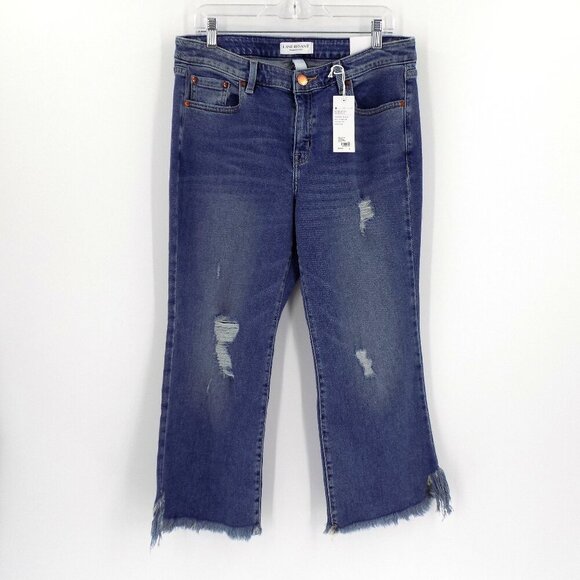 Lane Bryant Girlfriend Crop Jeans Size 14 Mid Rise Cropped Denim Blue - Picture 1 of 4